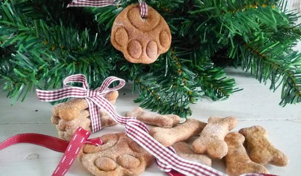 biscotti zampa di cane sull'albero di natale